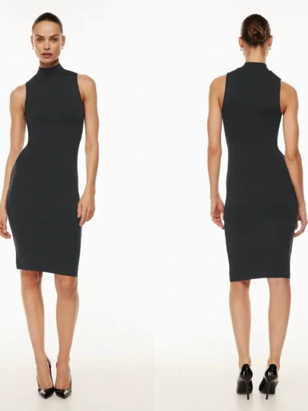 Aritzia Babaton Contour Mockneck Midi Dress Fitted Mock Neck Black Size 2XS